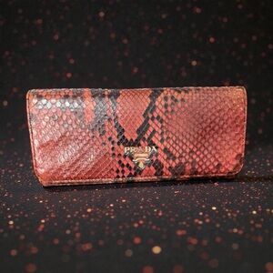 Prada Madras Python Long Wallet Red Multicolor Snakeskin (A226)